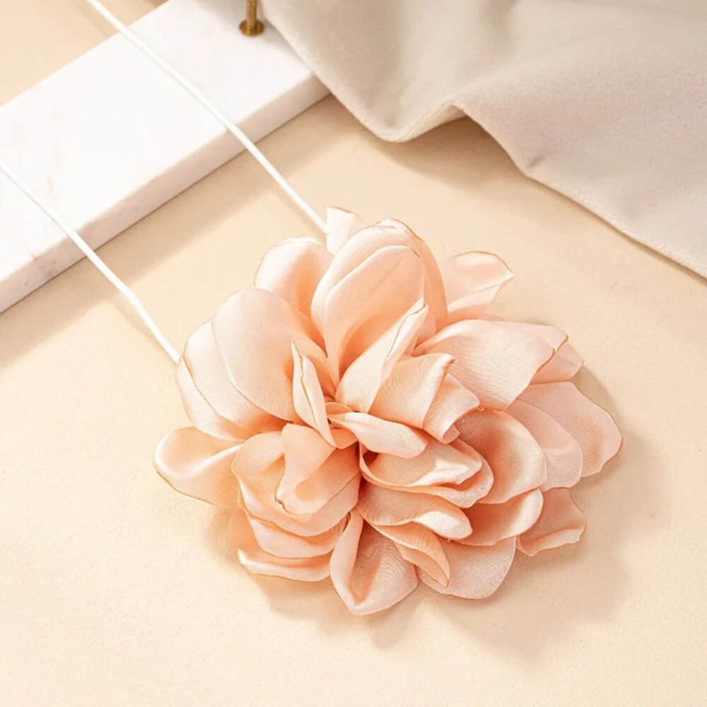 Boho Pink Flower Choker Necklace Rose Sexy Flower Collar Choker Date Night - Picture 2 of 10